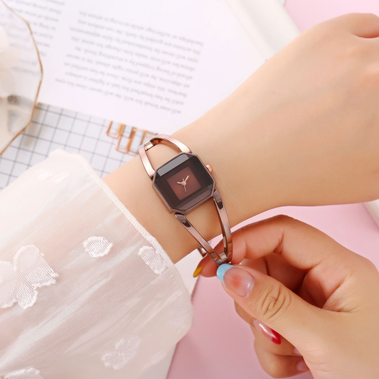 sellioira™ Montre quartz minimaliste à cadran carré